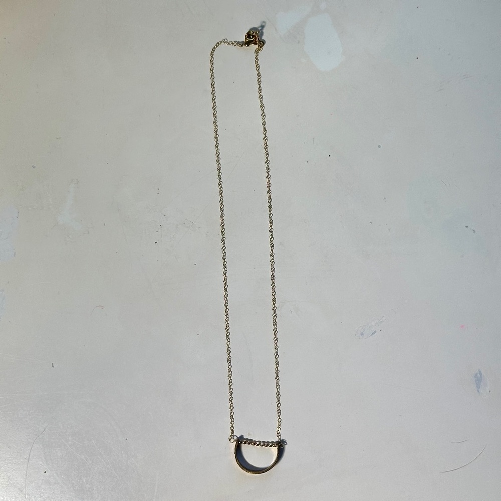 Magnolia Gold Necklace — Hammered Pendant